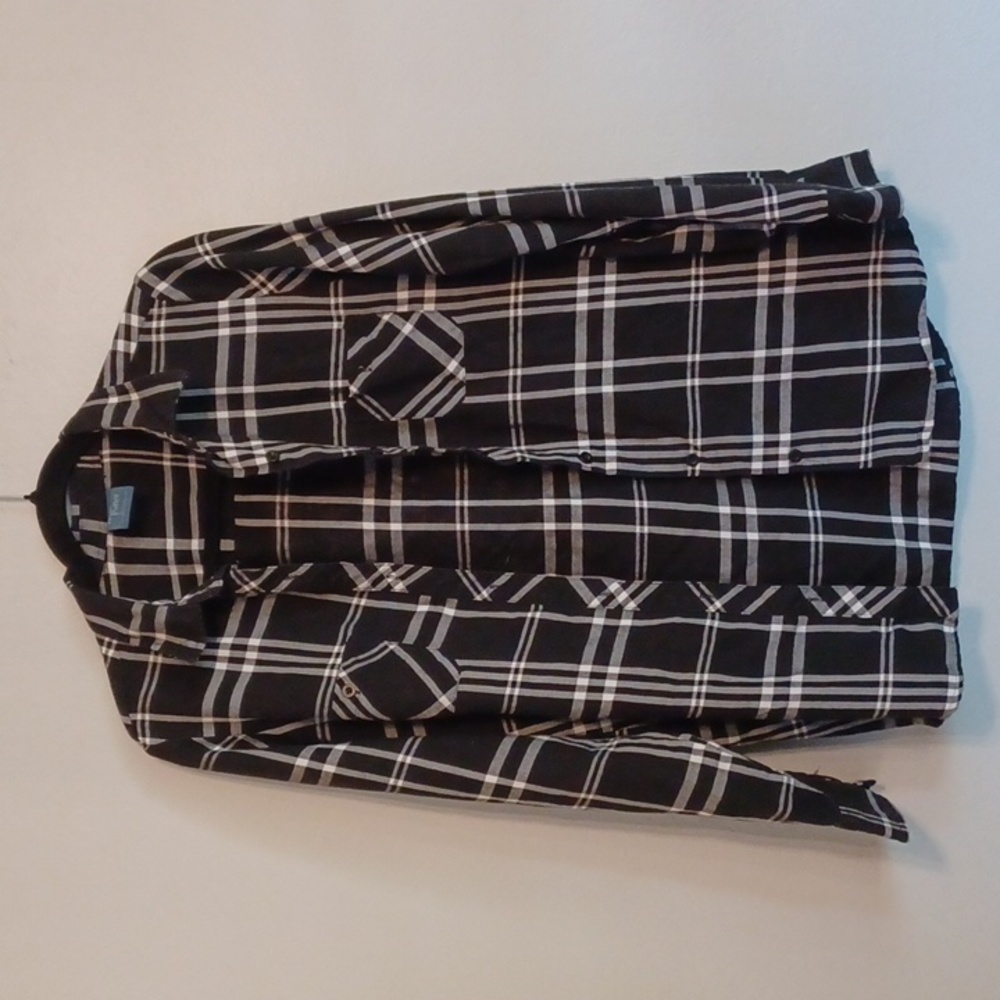 Harry Potter Black and White Button Down Long Sleeve Plaid Shirt Size Large
